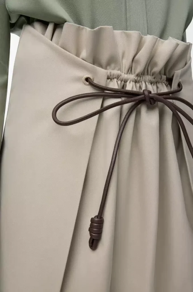 Mini-jupe en coton et soie Beige clair