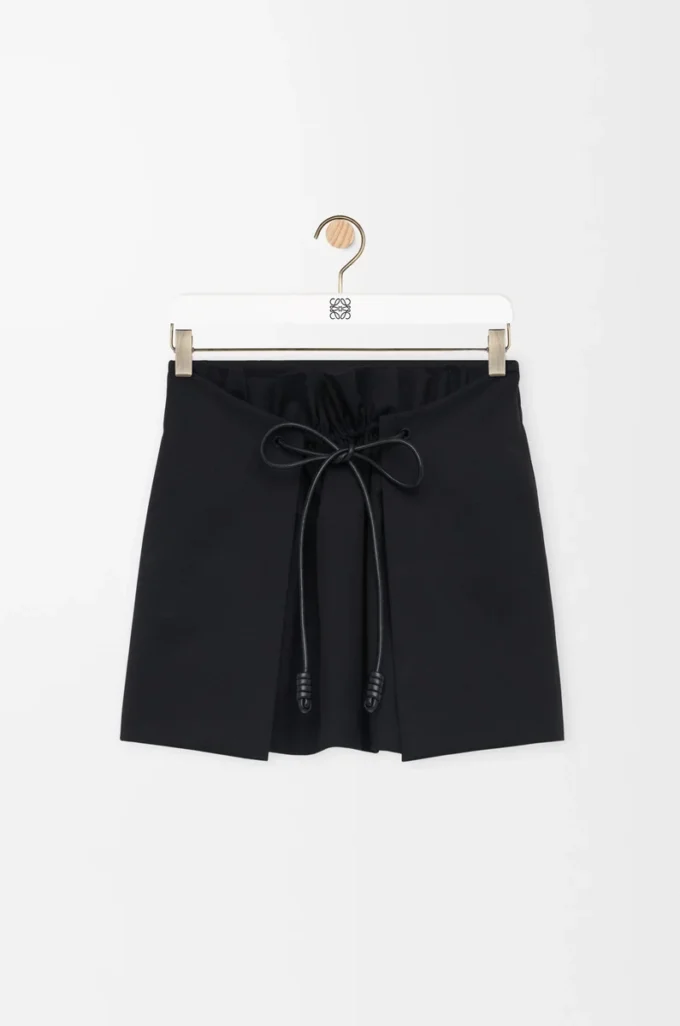 Mini-jupe en coton et soie Noir