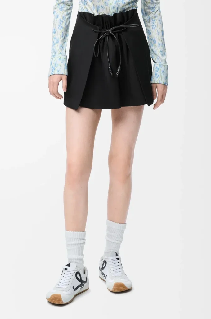 Mini-jupe en coton et soie Noir