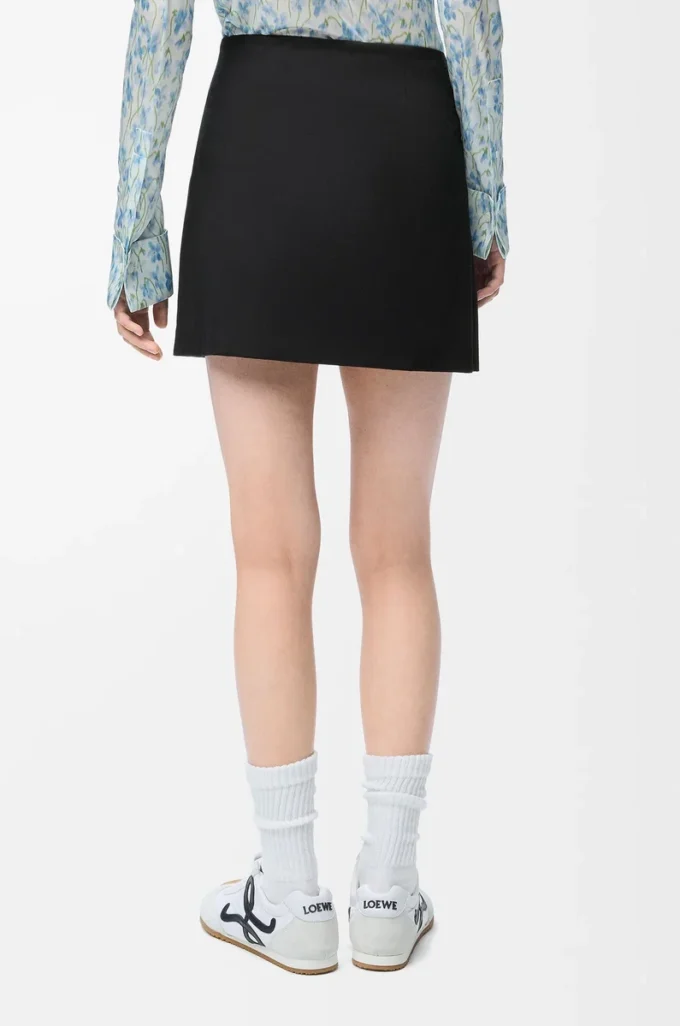 Mini-jupe en coton et soie Noir