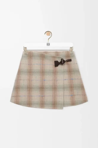 Mini-jupe en laine et cachemire mélangés Beige