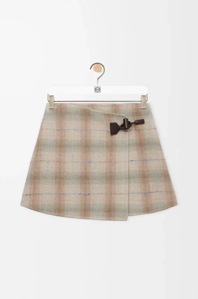 Mini-jupe en laine et cachemire mélangés Beige