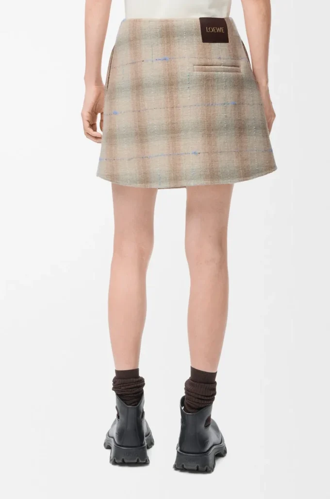 Mini-jupe en laine et cachemire mélangés Beige