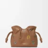 Mini pochette Flamenco Cats en cuir de veau nappa Moka