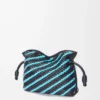 Mini pochette Flamenco en cuir d&rsquo;agneau nappa Dark Ink/Sky Blue