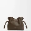 Mini pochette Flamenco en cuir de veau nappa Chocolate