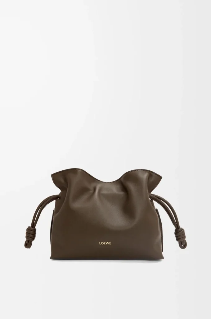 Mini pochette Flamenco en cuir de veau nappa Chocolate