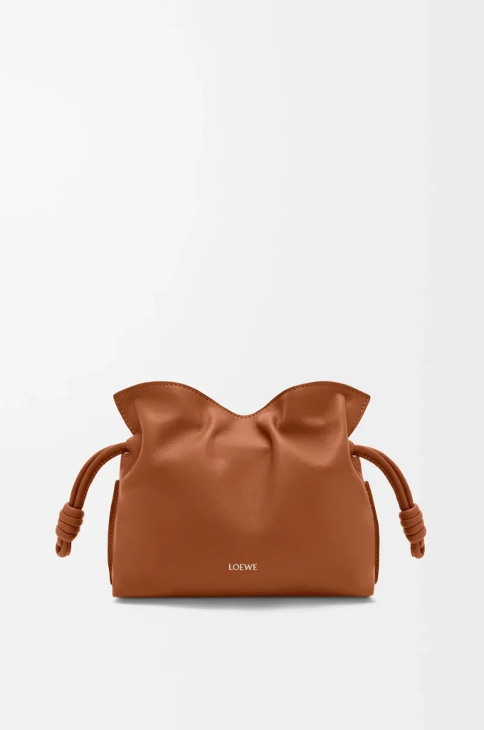 Mini pochette Flamenco en cuir de veau nappa écureuil