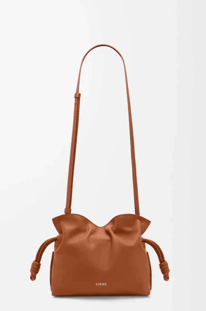 Mini pochette Flamenco en cuir de veau nappa écureuil