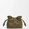 Mini pochette Flamenco en cuir de veau nappa Dark Khaki
