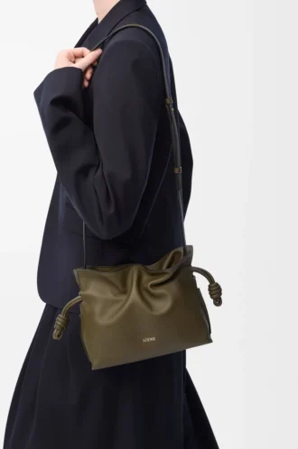 Mini pochette Flamenco en cuir de veau nappa Dark Khaki