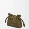 Mini pochette Flamenco en cuir de veau nappa Dark Khaki