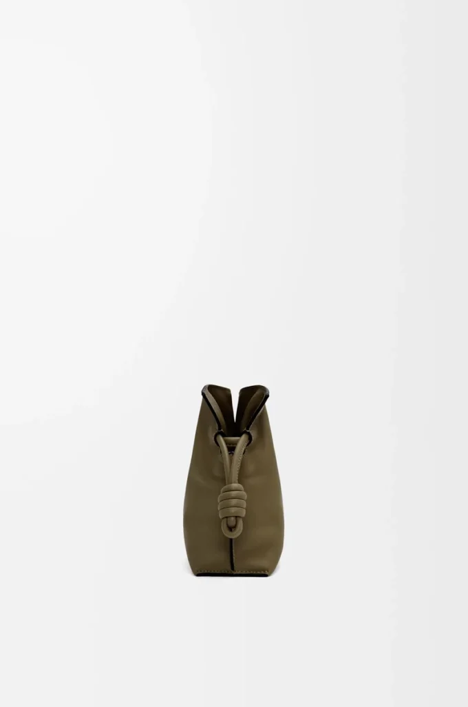 Mini pochette Flamenco en cuir de veau nappa Dark Khaki
