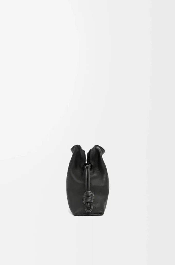 Mini pochette Flamenco en cuir de veau nappa noir