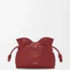 Mini pochette Flamenco en cuir de veau nappa rouge brûlé