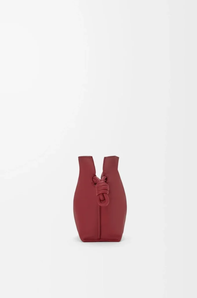 Mini pochette Flamenco en cuir de veau nappa rouge brûlé