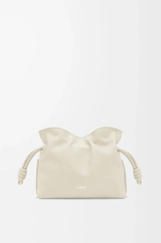 Mini pochette Flamenco en cuir de veau nappa Sea Salt