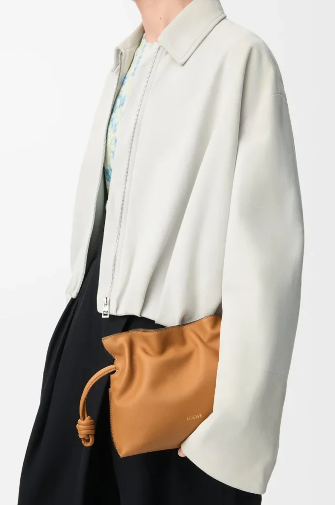 Mini pochette Flamenco en cuir de veau nappa Warm Desert