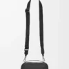 Mini sac à bandoulière pour appareil photo en cuir de veau grainé souple Noir