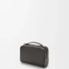 Mini sac à bandoulière pour appareil photo en cuir de veau satiné gris foncé