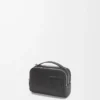 Mini sac à bandoulière pour appareil photo en cuir de veau satiné noir