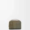 Mini sac à bandoulière pour appareil photo en cuir de veau satiné vert kaki