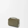 Mini sac à bandoulière pour appareil photo en cuir de veau satiné vert kaki