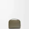 Mini sac à bandoulière pour appareil photo en cuir de veau satiné vert kaki