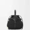 Mini sac Diamond Round Basket en cuir de veau Noir