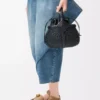 Mini sac Diamond Round Basket en cuir de veau Noir