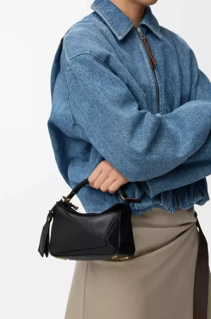 Mini sac Featherlight Puzzle en cuir d&rsquo;agneau nappa noir