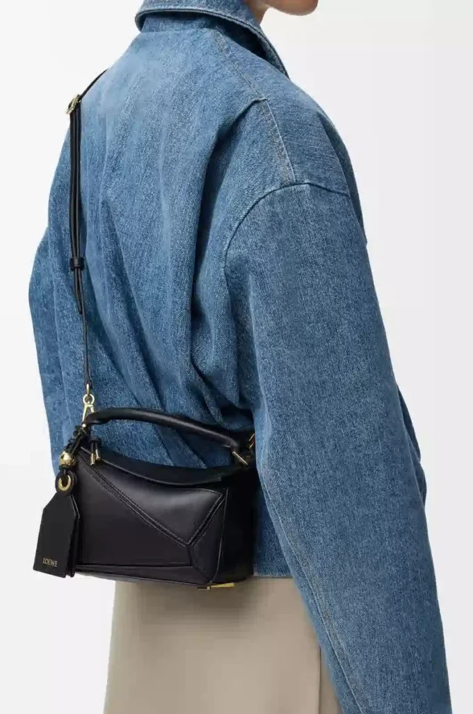 Mini sac Featherlight Puzzle en cuir d&rsquo;agneau nappa noir