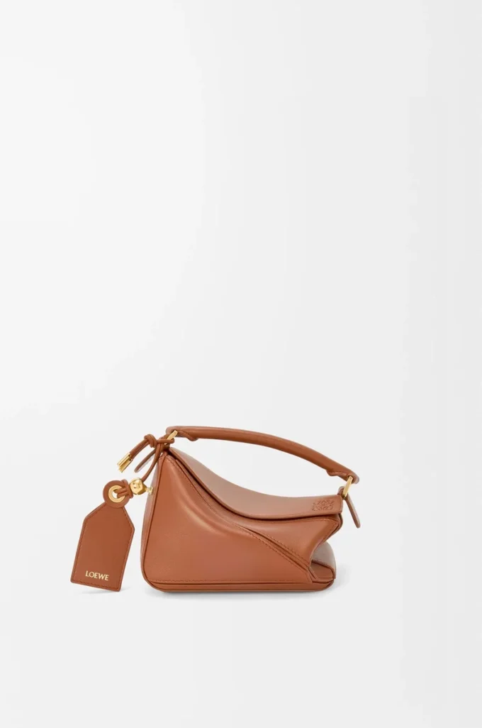 Mini sac Featherlight Puzzle en cuir d&rsquo;agneau nappa Pecan