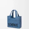 Mini sac fourre-tout LOEWE Font en raphia bleu clair