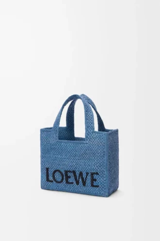 Mini sac fourre-tout LOEWE Font en raphia bleu clair Mini sac fourre-tout LOEWE Font en raphia bleu clair
