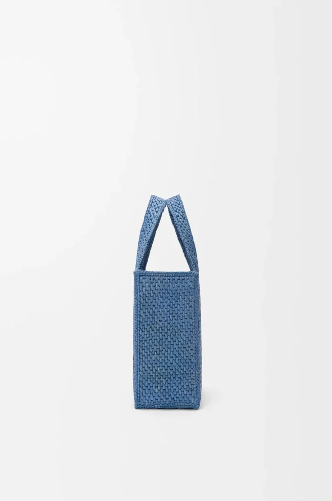 Mini sac fourre-tout LOEWE Font en raphia bleu clair