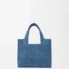 Mini sac fourre-tout LOEWE Font en raphia bleu clair