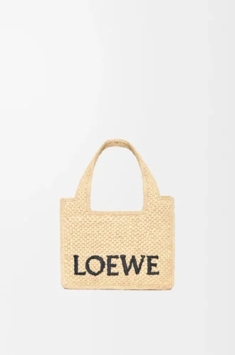 Mini sac fourre-tout LOEWE Font en raphia naturel