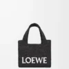 Mini sac fourre-tout LOEWE Font en raphia Noir
