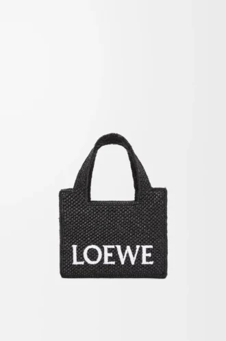 Mini sac fourre-tout LOEWE Font en raphia Noir