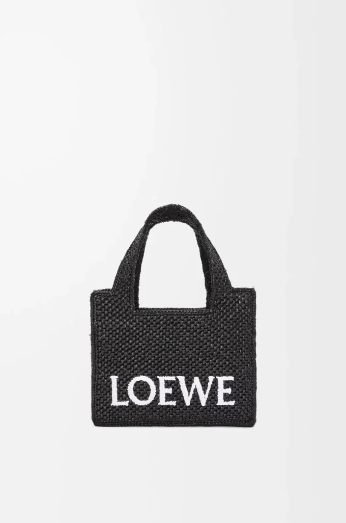 Mini sac fourre-tout LOEWE Font en raphia Noir