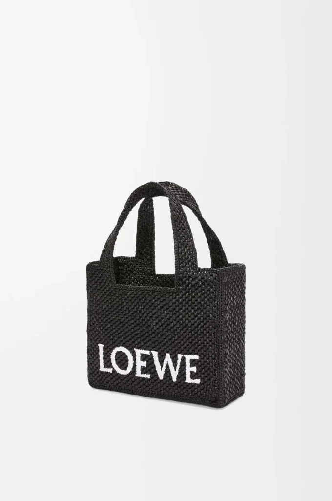 Mini sac fourre-tout LOEWE Font en raphia Noir