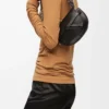 Mini sac Gate Dual en cuir de veau souple et jacquard noir