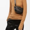 Mini sac Gate Dual en cuir de veau souple et jacquard noir