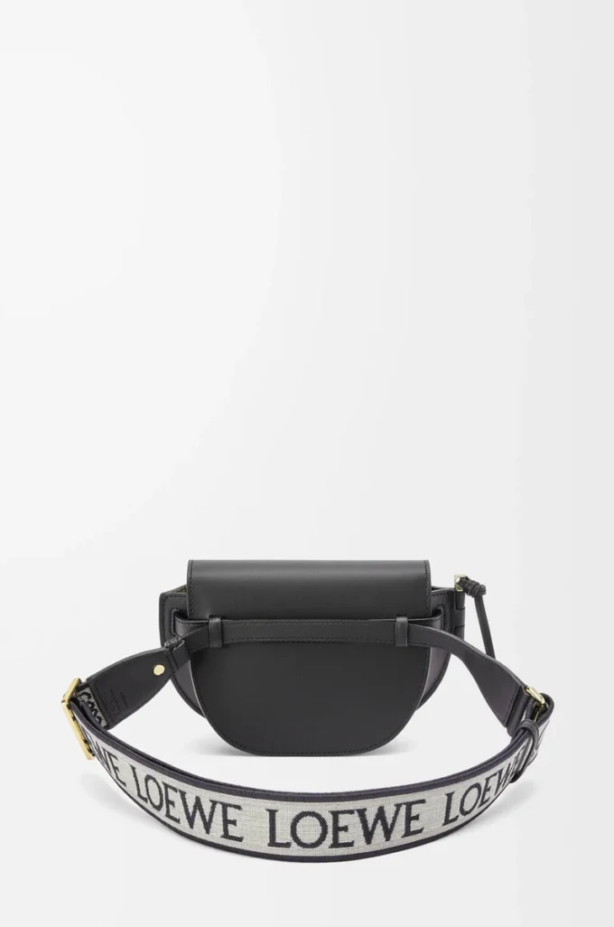 Mini sac Gate Dual en cuir de veau souple et jacquard noir
