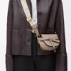 Mini sac Gate Dual en cuir de veau souple et jacquard Sand