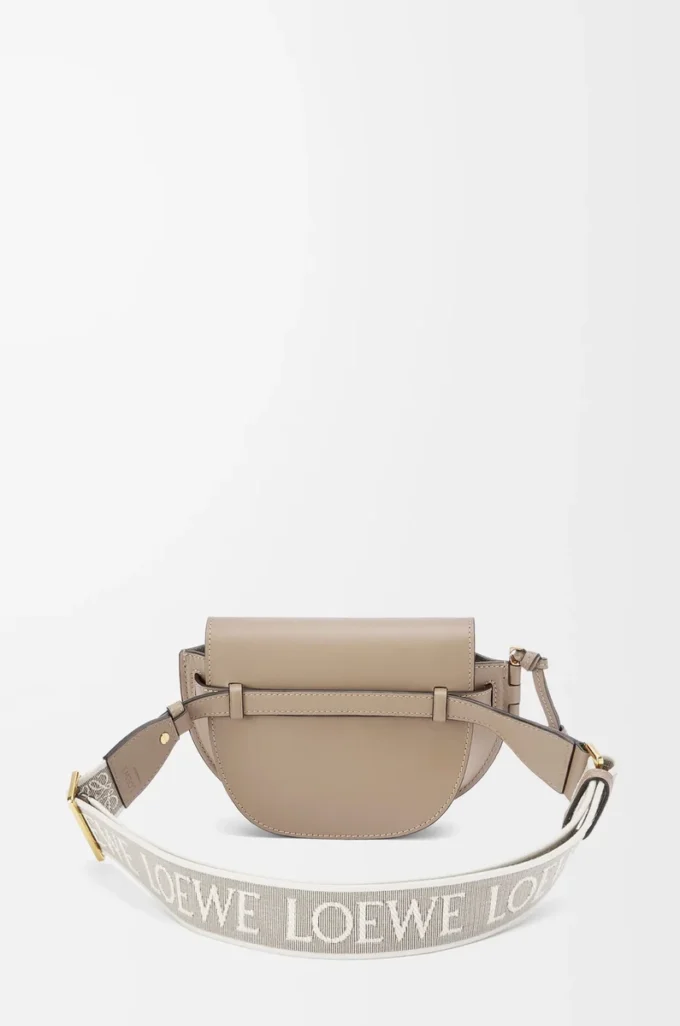 Mini sac Gate Dual en cuir de veau souple et jacquard Sand