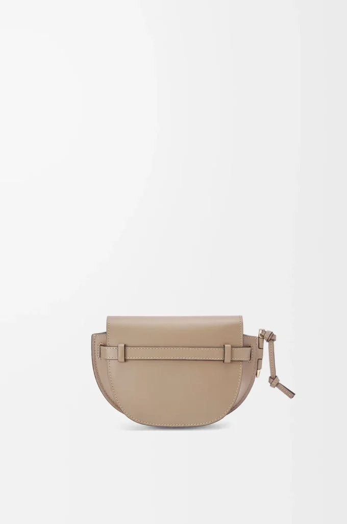 Mini sac Gate Dual en cuir de veau souple et jacquard Sand