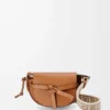 Mini sac Gate Dual en cuir de veau souple et jacquard Tan