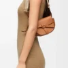 Mini sac Gate Dual en cuir de veau souple et jacquard Tan